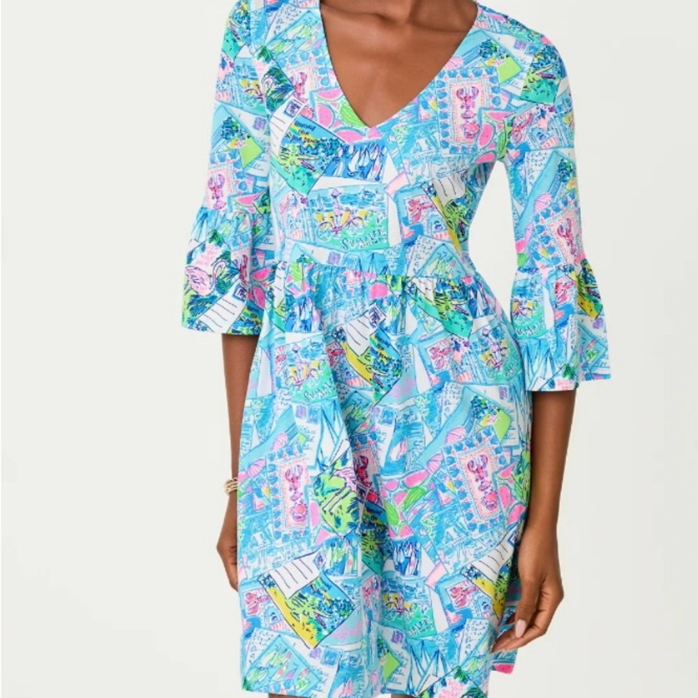 Vibrant Blue and Pink Patterned Dress lilly pulitzer